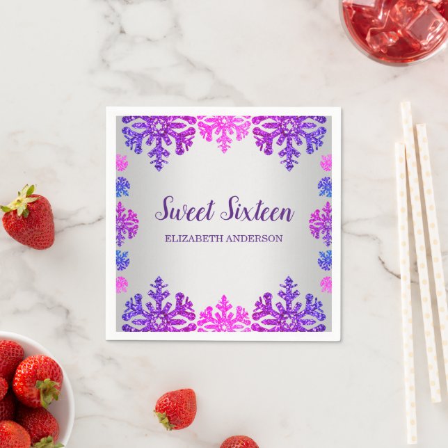 Sweet 16 Winter Snowflake Geburtstag Serviette (Beispiel)