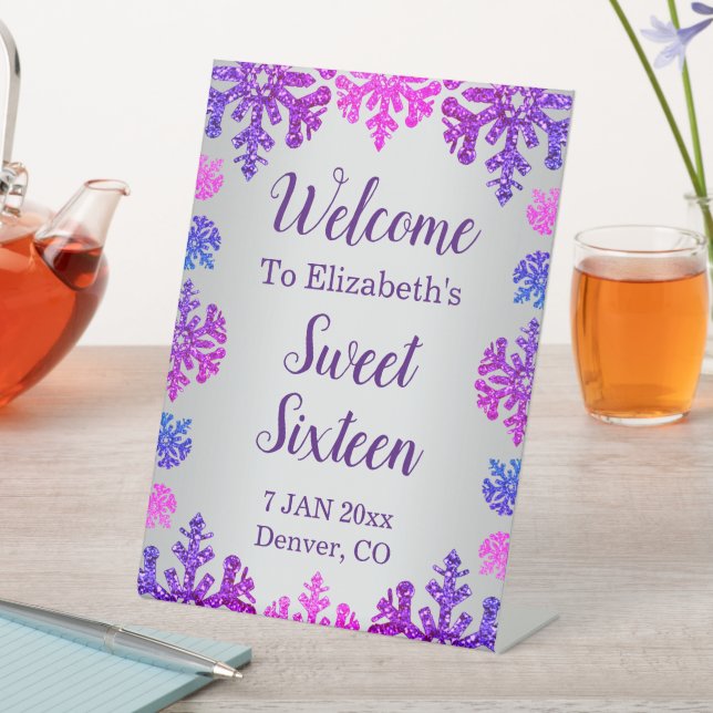 Sweet 16 Winter Snowflake Geburtstag Sockelschild (In Situ)