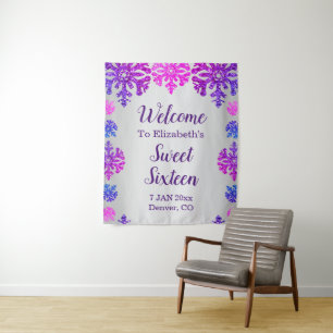 Sweet 16 Winter Snowflake Geburtstag Wandteppich
