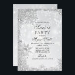 Sweet 16 Winter Urlaub Geburtstag Einladung<br><div class="desc">Winterurlaub Weihnachten Süß 16 Geburtstagsfeier Mattierter Glitzer Eisschnee Bokeh Lights</div>