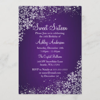 Sweet 16 Winter Wonderland Sparkle Schneeflocken Einladung