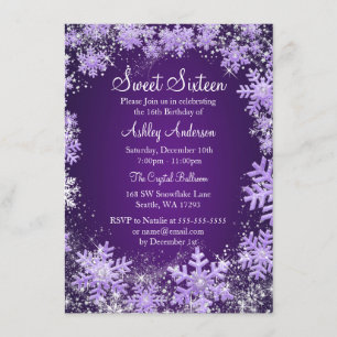 Sweet 16 Winter Wonderland Sparkle Schneeflocken Einladung