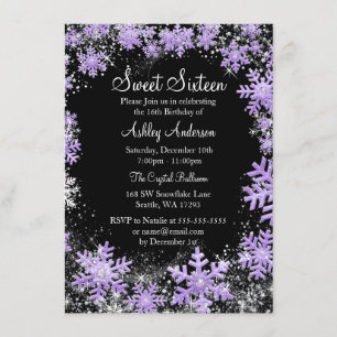 Sweet 16 Winter Wonderland Sparkle Schneeflocken Einladung