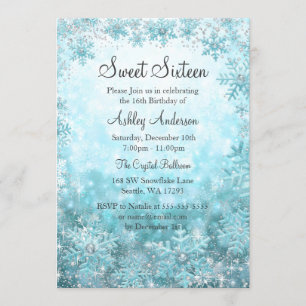 Sweet 16 Winter Wonderland Sparkle Schneeflocken Einladung