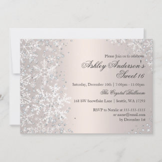 Sweet 16 Winter Wonderland Sparkle Schneeflocken Einladung
