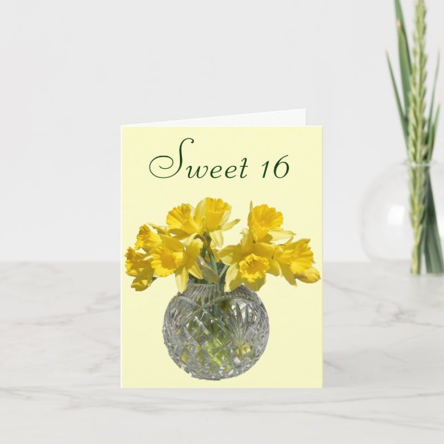 Sweet 16 Yellow Daffodil Bouquet Einladung (Vorderseite)