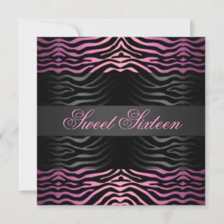 Sweet 16 Zebra Print Pink Birthday Einladung