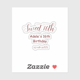 Sweet 16th birthday purple pastel mauve retro name aufkleber