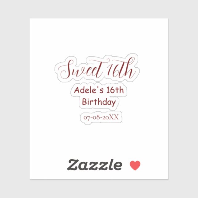 Sweet 16th birthday purple pastel mauve retro name aufkleber (Blatt)