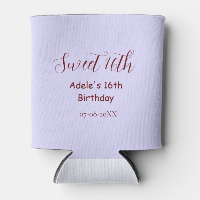 Sweet 16th birthday purple pastel mauve retro name dosenkühler (Vorderseite)