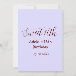 Sweet 16th birthday purple pastel mauve retro name feiertagskarte