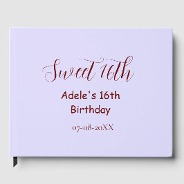 Sweet 16th birthday purple pastel mauve retro name gästebuch