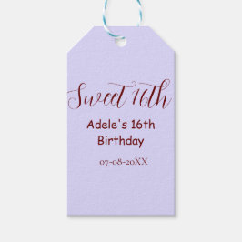 Sweet 16th birthday purple pastel mauve retro name geschenkanhänger