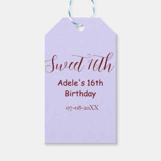 Sweet 16th birthday purple pastel mauve retro name geschenkanhänger