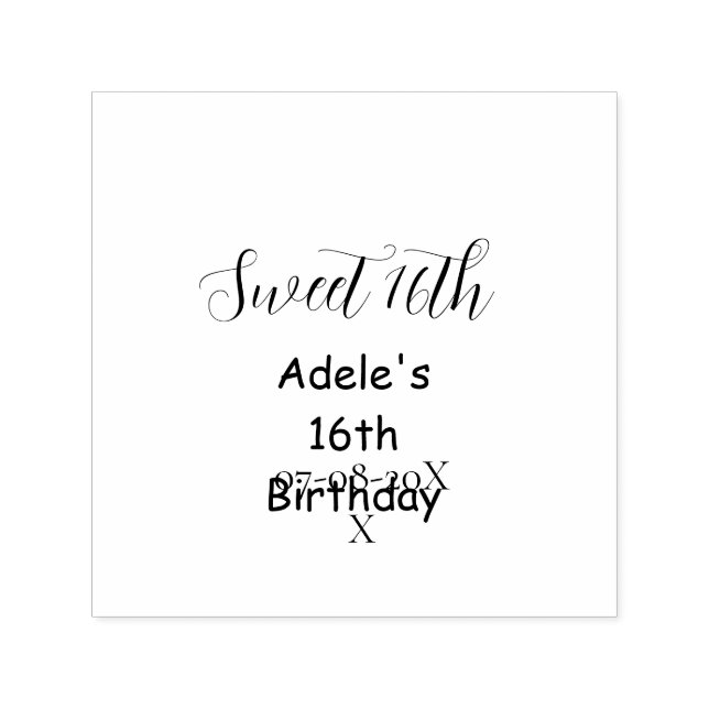 Sweet 16th birthday purple pastel mauve retro name permastempel (Design)