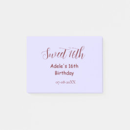 Sweet 16th birthday purple pastel mauve retro name post-it klebezettel