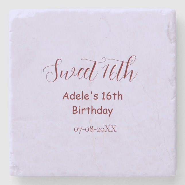 Sweet 16th birthday purple pastel mauve retro name steinuntersetzer (Vorderseite)