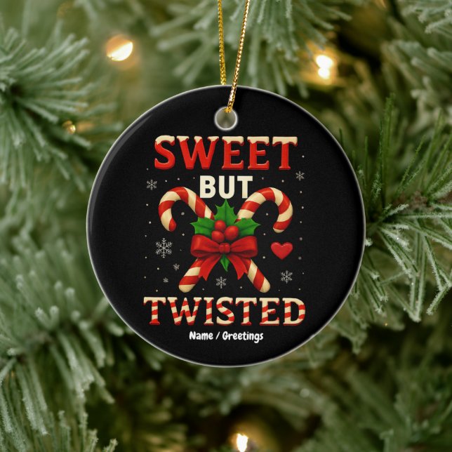 Sweet aber gefickt Candy Cane Weihnachtsgeschenk Keramik Ornament (Baum)
