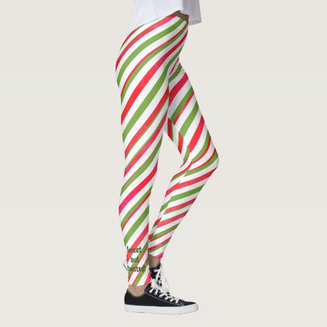 Sweet, aber geflechtet, rot und grün Candy Cane ge Leggings (Rechts)