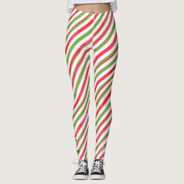 Sweet, aber geflechtet, rot und grün Candy Cane ge Leggings