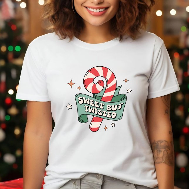 Sweet aber gefleckt Retro Candy Cane Weihnachten Tri-Blend Shirt (Von Creator hochgeladen)