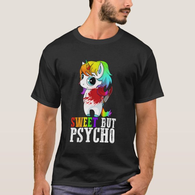 Sweet Aber Psycho Spaß Mama Horror Goth Punk T-Shirt (Vorderseite)