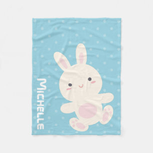 Sweet Adorable Niedlich Bunny Pastel Blue Polka Do Fleecedecke
