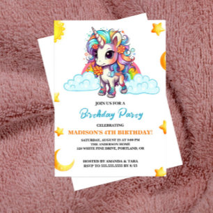 Sweet Adorable Unicorn zum Geburtstag Einladung