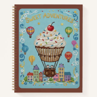 Sweet Adventures Embroidered Cupcake Air Ballon Notizbuch