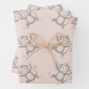 Sweet Affen Baby Duschmuster Geschenkpapier Set