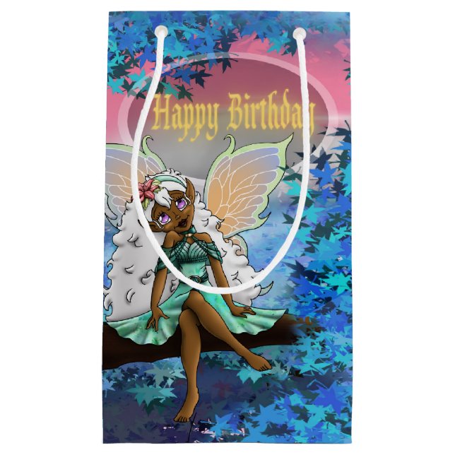 Sweet African American Fairy Birthday Kleine Geschenktüte (Vorderseite)