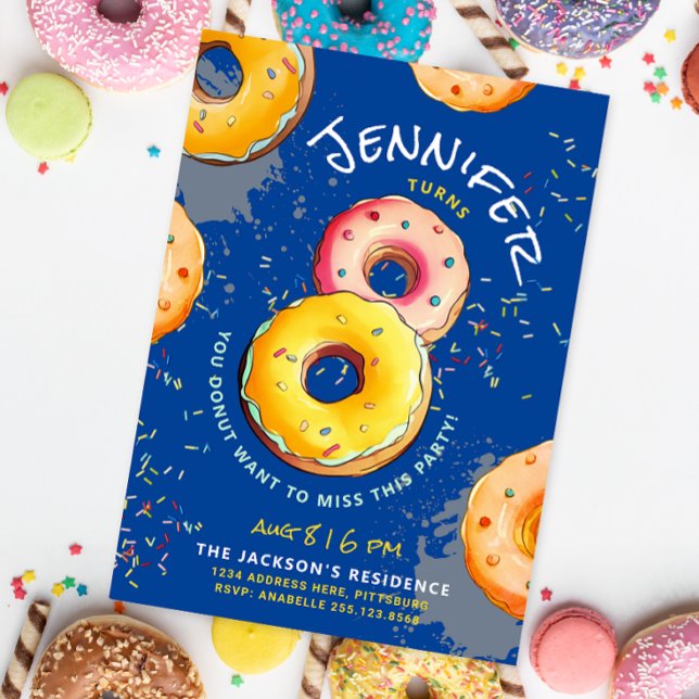Sweet Aight | 8. Donut Bunte Sprinklen Blau Einladung (Von Creator hochgeladen)