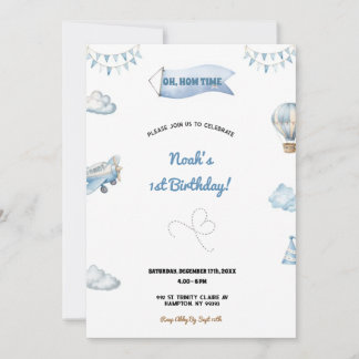 Sweet and cute airplane birthday party invitation einladung