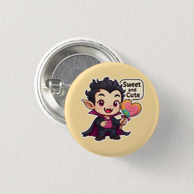  "Sweet and Cute" Chibi Vampire Button (Vorne & Hinten)