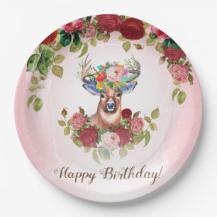 Sweet and Pink Elegante Rose Blumengebäck Liebe Ge Pappteller