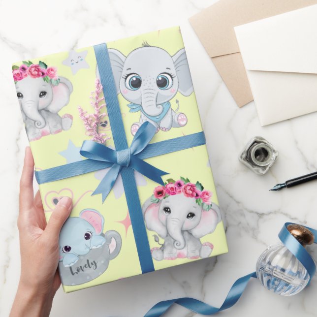 Sweet and Playful Baby Elephants: Perfektes Wrappi Geschenkpapier (Schenken)