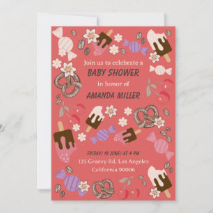 Sweet and Salty Baby Dusche Leckereien Rotes Muste Einladung