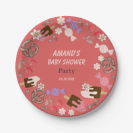 Sweet and Salty Baby Shower Red Paper Plate Pappteller