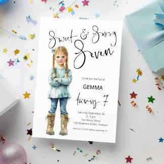 Sweet and Sassy Seven Girl 7. Geburtstagsparty Einladung