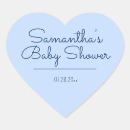 Sweet and Simple Blue Baby Shower Herz-Aufkleber