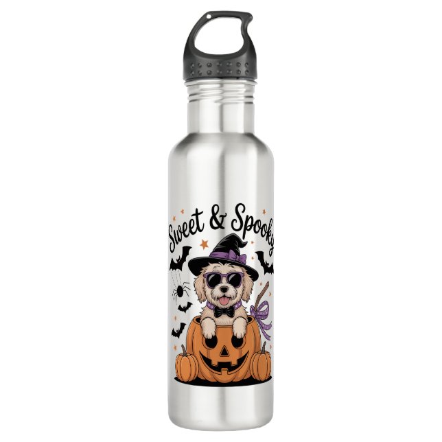 Sweet and Spooky Dog Halloween Edelstahlflasche (Vorderseite)