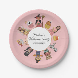 Sweet and Spooky Pink Halloween Kostüm Party Pappteller