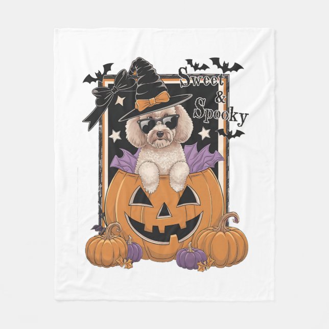 Sweet and Spooky Poodle and Pumpkin Fleecedecke (Vorderseite)