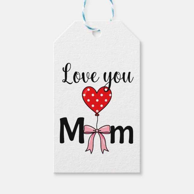 Sweet and stylish “Love You Mom” Geschenkanhänger (Vorderseite)