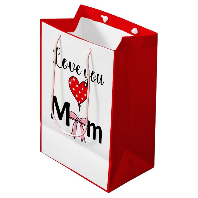 Sweet and stylish “Love You Mom” Mittlere Geschenktüte (Vorderseite Schrägansicht)
