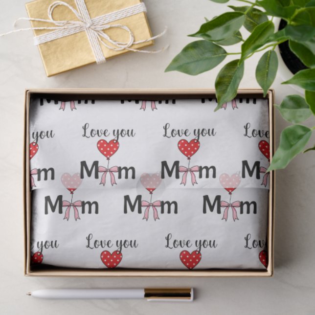 Sweet and stylish “Love You Mom” Seidenpapier (Geschenk)