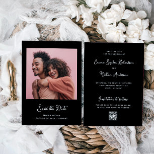 Sweet and Whimsical Black   Foto- und QR-Code Save The Date