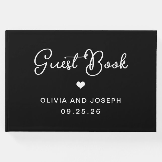 Sweet and Whimsical Black | Hochzeit Gästebuch (Vorderseite)