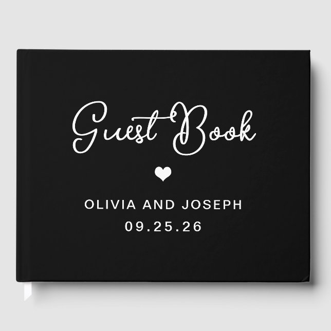 Sweet and Whimsical Black | Hochzeit Gästebuch (Vorderseite)