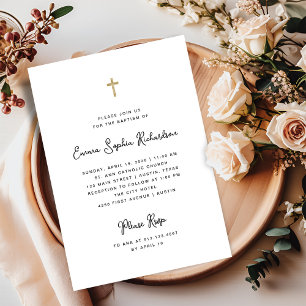 Sweet and Whimsical Simple Black and White Baptiss Einladung
